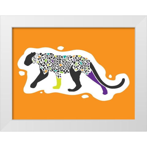 Fun Leopard White Modern Wood Framed Art Print by Rodriquez Jr, Enrique
