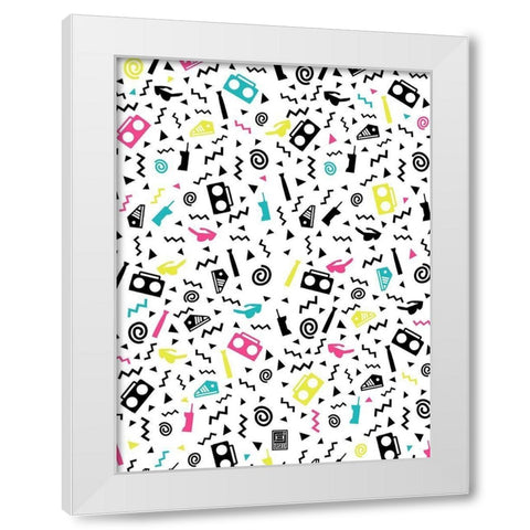 Nineties Party White Modern Wood Framed Art Print by Rodriquez Jr, Enrique