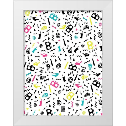 Nineties Party White Modern Wood Framed Art Print by Rodriquez Jr, Enrique
