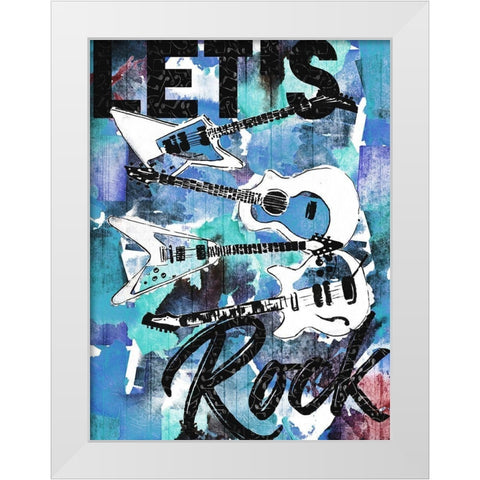 Lets Rock White Modern Wood Framed Art Print by Rodriquez Jr, Enrique