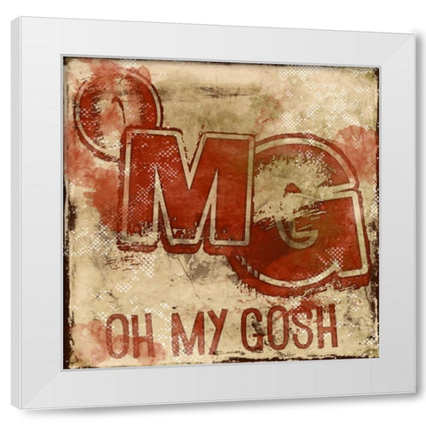 OMG B White Modern Wood Framed Art Print by Rodriquez Jr, Enrique