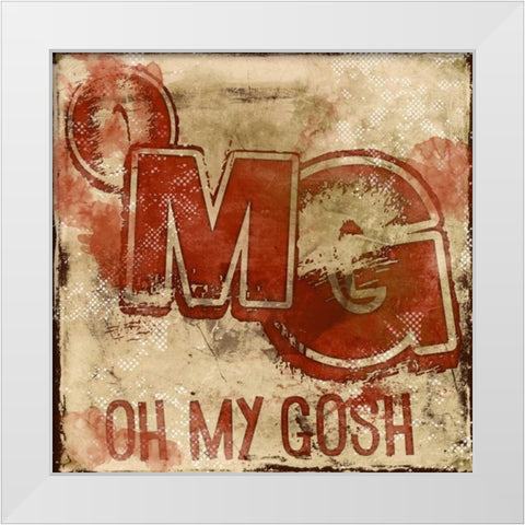 OMG B White Modern Wood Framed Art Print by Rodriquez Jr, Enrique