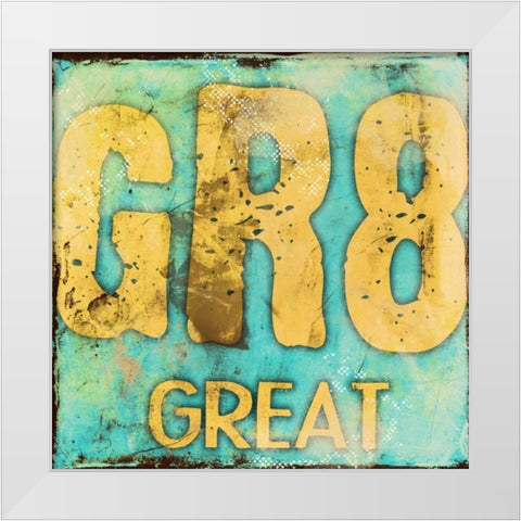 GR8 White Modern Wood Framed Art Print by Rodriquez Jr, Enrique