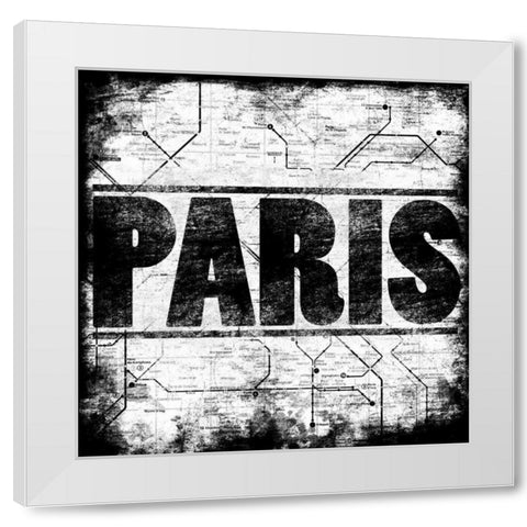 Paris Metro White Modern Wood Framed Art Print by Rodriquez Jr, Enrique