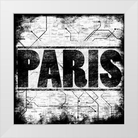 Paris Metro White Modern Wood Framed Art Print by Rodriquez Jr, Enrique