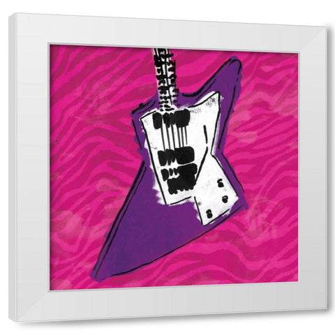 Girls Rule Guitar Zoom Mate White Modern Wood Framed Art Print by Rodriquez Jr, Enrique