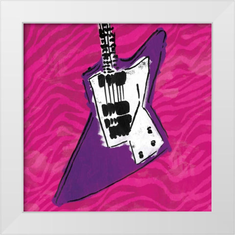 Girls Rule Guitar Zoom Mate White Modern Wood Framed Art Print by Rodriquez Jr, Enrique