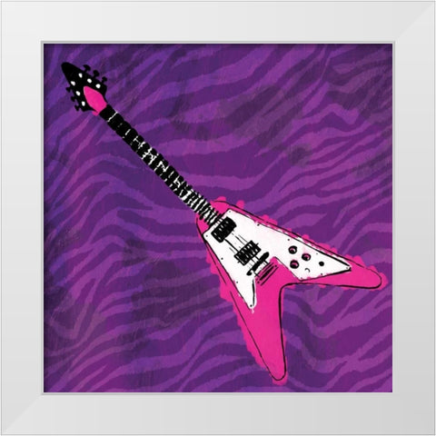 Girly Guitars White Modern Wood Framed Art Print by Rodriquez Jr, Enrique