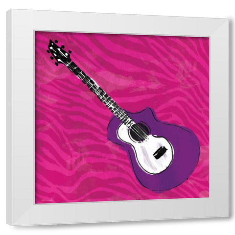 Girls Rock Guitar White Modern Wood Framed Art Print by Rodriquez Jr, Enrique