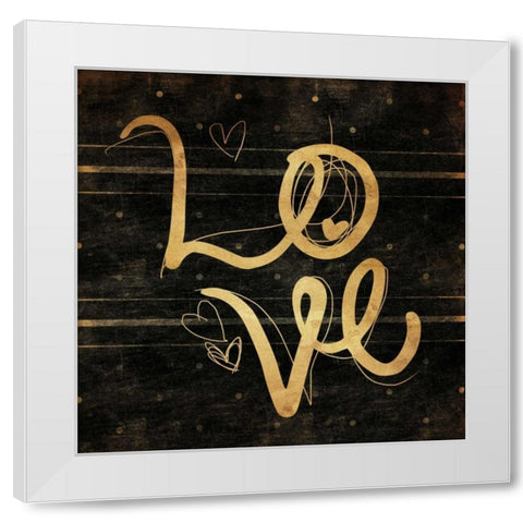 Love Gold White Modern Wood Framed Art Print by Rodriquez Jr, Enrique