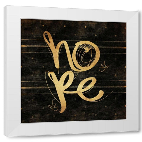 Hope Gold White Modern Wood Framed Art Print by Rodriquez Jr, Enrique