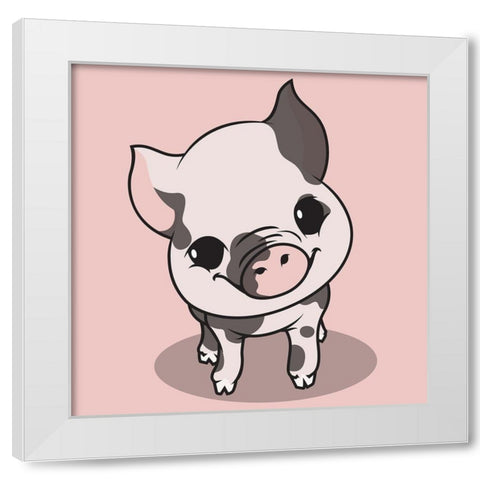 Little Pig White Modern Wood Framed Art Print by Rodriquez Jr, Enrique