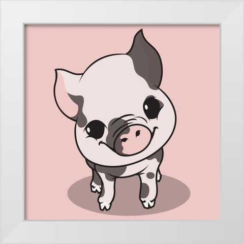 Little Pig White Modern Wood Framed Art Print by Rodriquez Jr, Enrique