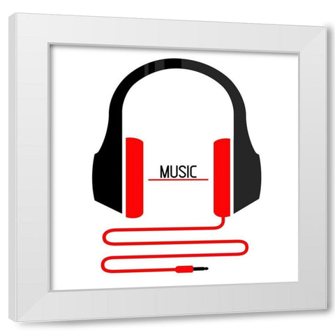 Headphones Music White Modern Wood Framed Art Print by Rodriguez, Enrique