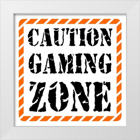 Caution Zone White Modern Wood Framed Art Print by Rodriquez Jr, Enrique