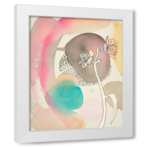 Sketched Flower with Color 1 White Modern Wood Framed Art Print by Evans-Sills, Faith