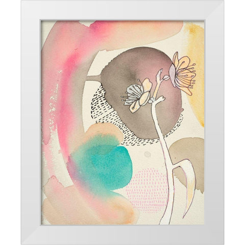 Sketched Flower with Color 1 White Modern Wood Framed Art Print by Evans-Sills, Faith