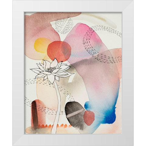 Sketched Flower with Color 2 White Modern Wood Framed Art Print by Evans-Sills, Faith