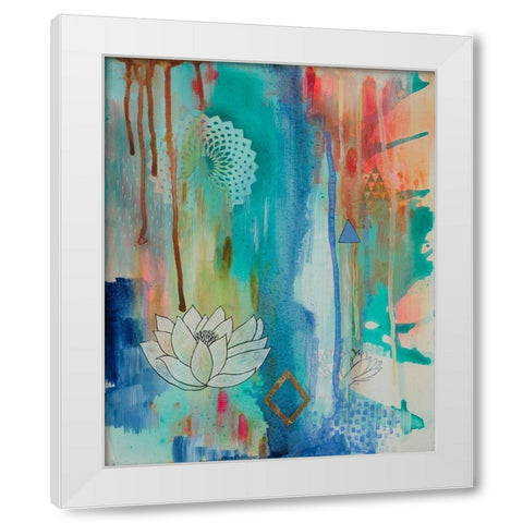 Lotus Bloom White Modern Wood Framed Art Print by Evans-Sills, Faith