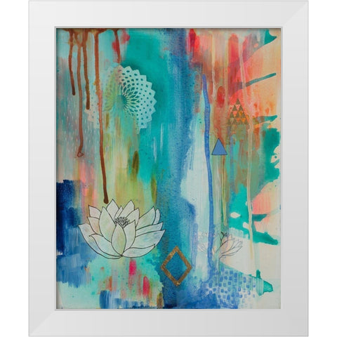 Lotus Bloom White Modern Wood Framed Art Print by Evans-Sills, Faith