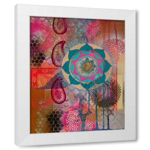 Lotus Flower Paisley 1 White Modern Wood Framed Art Print by Evans-Sills, Faith