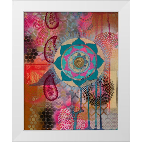 Lotus Flower Paisley 1 White Modern Wood Framed Art Print by Evans-Sills, Faith