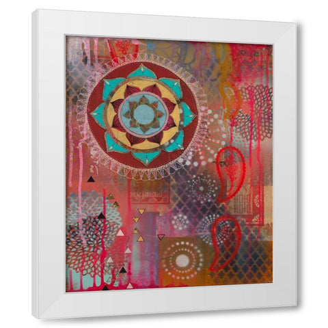 Lotus Flower Paisley 2 White Modern Wood Framed Art Print by Evans-Sills, Faith