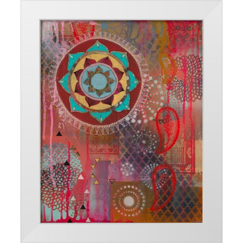 Lotus Flower Paisley 2 White Modern Wood Framed Art Print by Evans-Sills, Faith