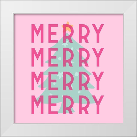 Merry Merry Merry White Modern Wood Framed Art Print by Buenfil, Andrea