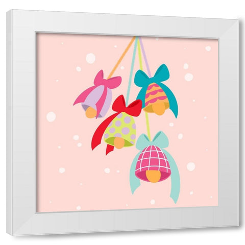 Christmas Bells White Modern Wood Framed Art Print by Buenfil, Andrea