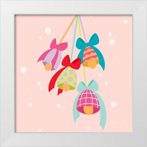 Christmas Bells White Modern Wood Framed Art Print by Buenfil, Andrea
