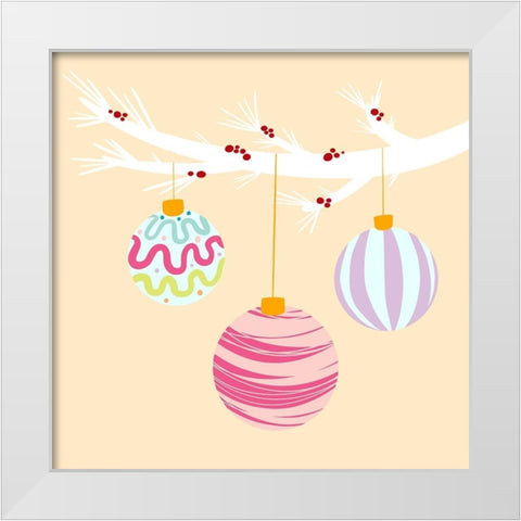 Christmas Ornaments White Modern Wood Framed Art Print by Buenfil, Andrea