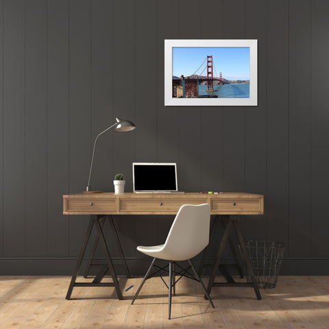 Golden bridge White Modern Wood Framed Art Print by Frances, Stephanie