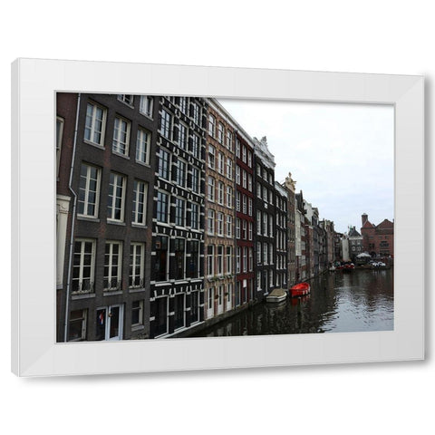 Damrak Amsterdam 2 White Modern Wood Framed Art Print by Frances, Stephanie