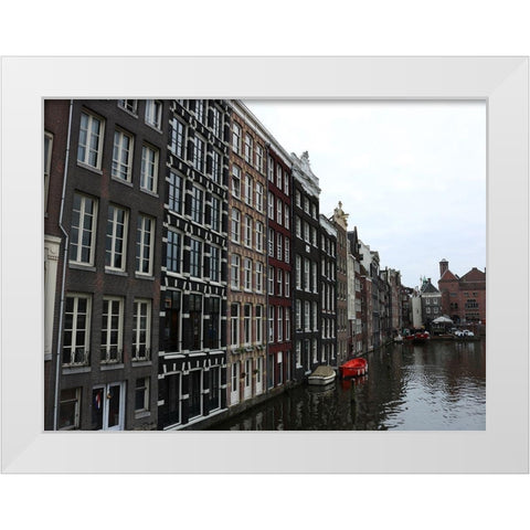 Damrak Amsterdam 2 White Modern Wood Framed Art Print by Frances, Stephanie
