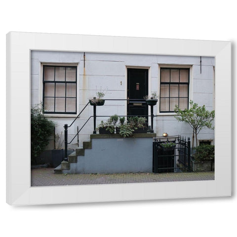 Door Plants Amsterdam White Modern Wood Framed Art Print by Frances, Stephanie