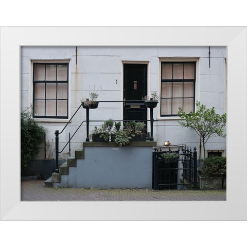 Door Plants Amsterdam White Modern Wood Framed Art Print by Frances, Stephanie