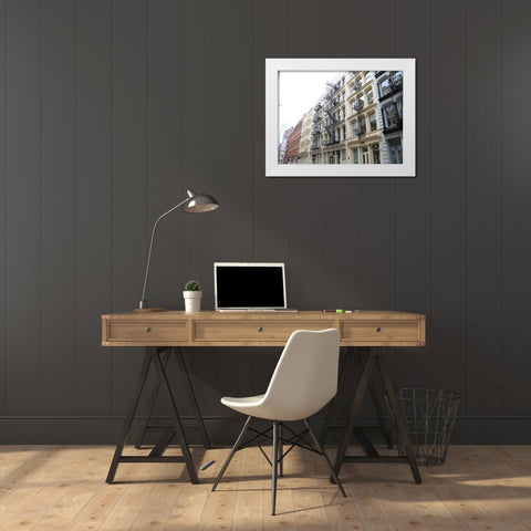 Houses Soho Newyork White Modern Wood Framed Art Print by Frances, Stephanie