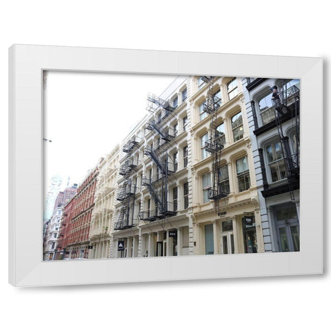 Houses Soho Newyork White Modern Wood Framed Art Print by Frances, Stephanie
