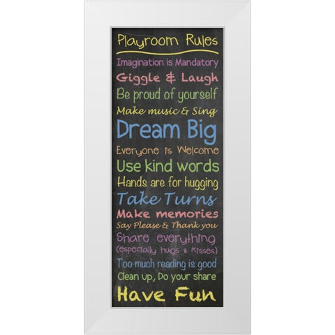 Playroom Rules Chalk White Modern Wood Framed Art Print by Gibbons, Lauren