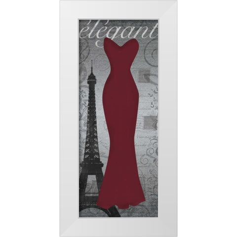 Red Dress Eiffle White Modern Wood Framed Art Print by Gibbons, Lauren
