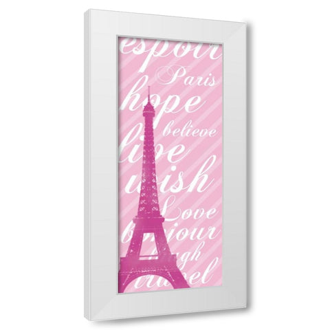 Pink Eiffel 3 White Modern Wood Framed Art Print by Gibbons, Lauren