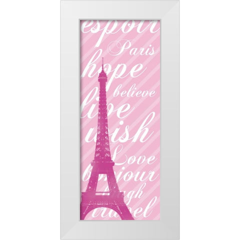 Pink Eiffel 3 White Modern Wood Framed Art Print by Gibbons, Lauren