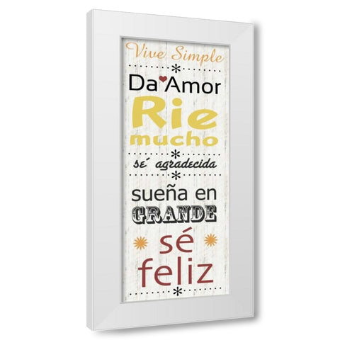 Spanish Live White Modern Wood Framed Art Print by Gibbons, Lauren