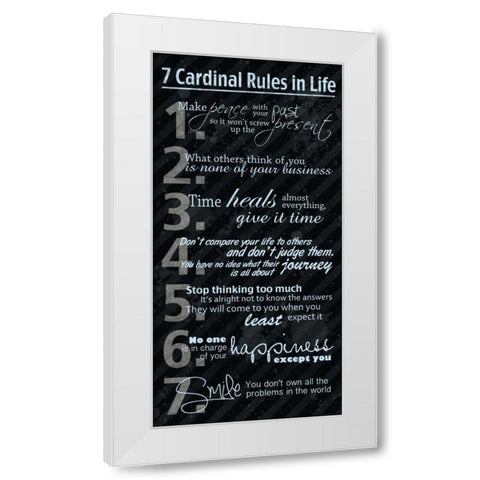 7 Rules Blue White Modern Wood Framed Art Print by Gibbons, Lauren