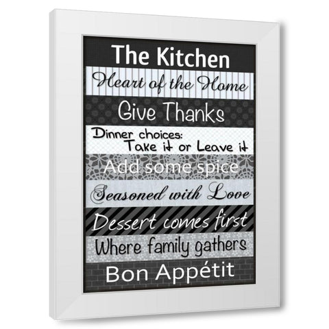 Kitchen Patterns BW White Modern Wood Framed Art Print by Gibbons, Lauren