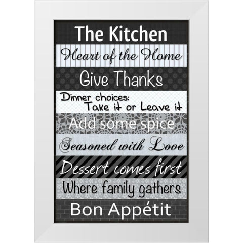 Kitchen Patterns BW White Modern Wood Framed Art Print by Gibbons, Lauren