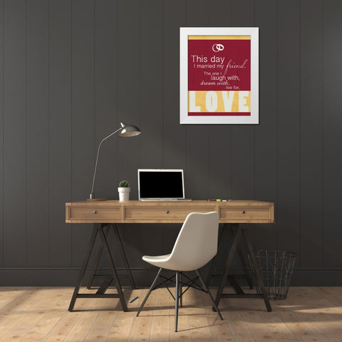 Wedding Red White Modern Wood Framed Art Print by Gibbons, Lauren