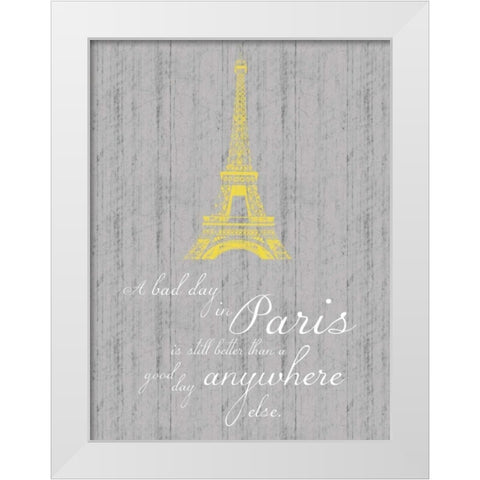 Paris Quote Gray White Modern Wood Framed Art Print by Gibbons, Lauren