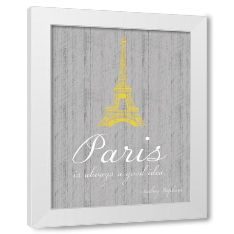 Paris Quote Gray 2 White Modern Wood Framed Art Print by Gibbons, Lauren